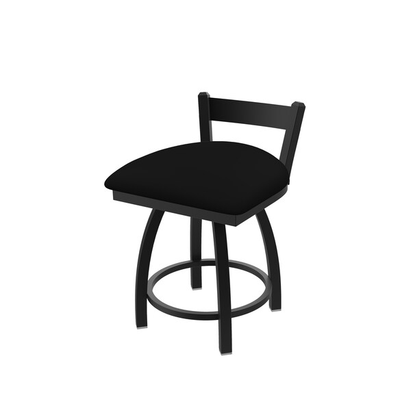 18" Low Back Swivel Vanity Stool, Black Wrinkle, Black Vinyl Seat